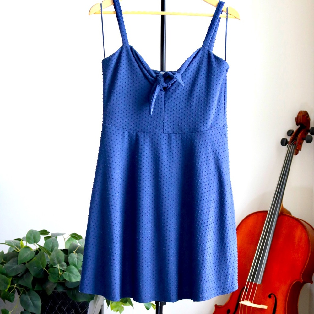 Tie front Swiss dot detail dress